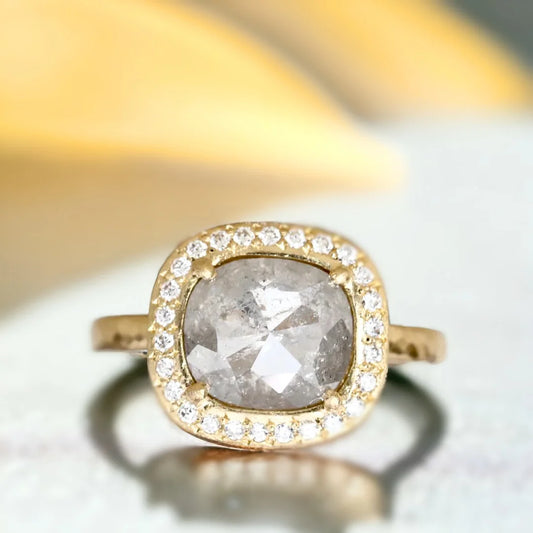 Misa Rustic Salt & Pepper Diamond Ring – Unique Handcrafted Elegance