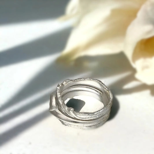 Galene Wedding Band Set with Sand Textured Design