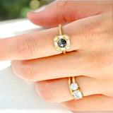 Bague Navette en diamant victorienne fabriquée à la main, bague lumineuse en diamant taille rose sel et poivre