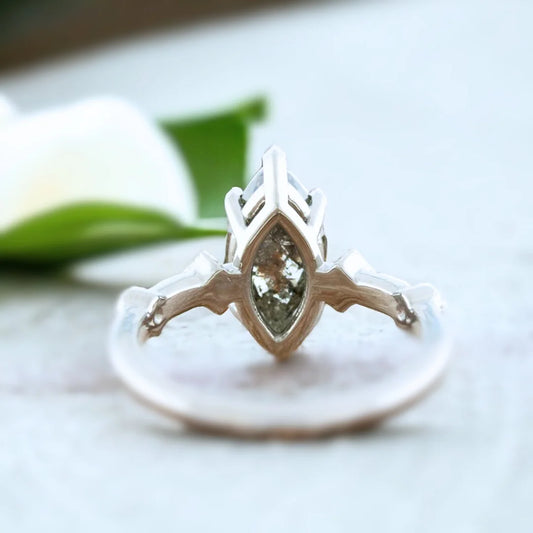 Marquise Salt & Pepper Diamond Engagement Ring – Rowley