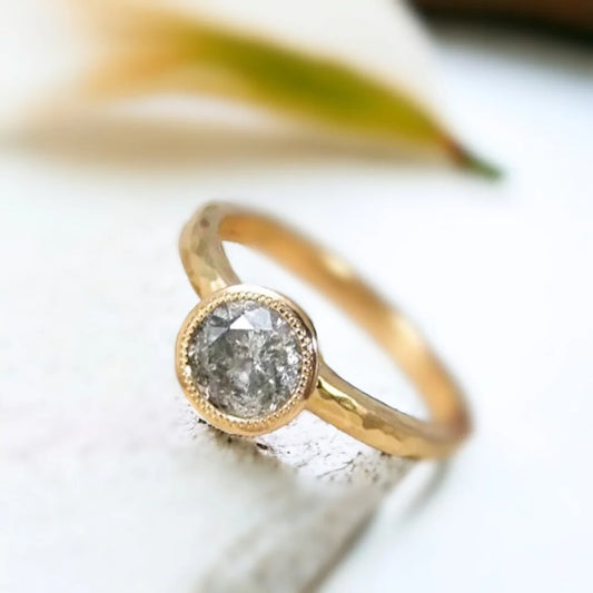 Custom Platinum Cathedral Ring with Salt & Pepper Diamond – Single Diamond Design