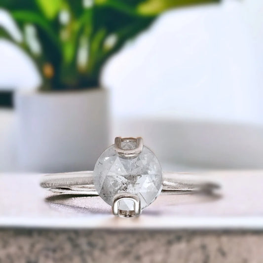 Salt & Pepper Round Diamond Ring – Ethical & Unique