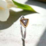 Gilded Grace Victorian Rose Gold Floral Ring, Sovereign Triadic Brilliance Natural Salt & Pepper Diamond Ring