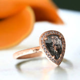 Knightly Radiance Diamond Ring, Keepsake of Serenity Natural Salt & Pepper Diamond Ring