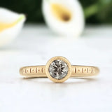 Golden Spirals Natural Salt And pepper Diamond Ring, Forever Glowing Engagement Diamond Ring