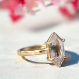 Fiery Frost Bloom Salt & Pepper Natural Diamond Ring, Gilded Grace Diamond Ring