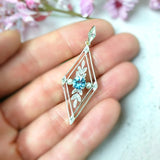 Amber Glow Aquamarine pendant, Blue Lagoon Aquamarine Gemstone Pendant
