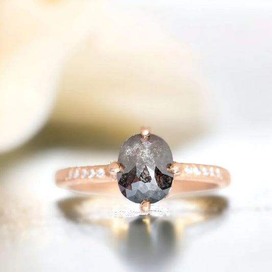 Dark Grey Diamond Ring Nouveau Elegance Salt and Pepper
