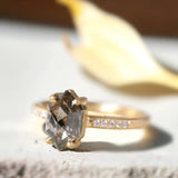Entzückender Duo-Ring mit natürlichem Salz- und Pfefferdiamant, Flickering Frost-Diamantring
