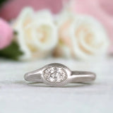 Glistening Grace Oval-Shaped Diamond Wedding Ring With Duo Band, Pearlescent Perfection Engagement Ring Set