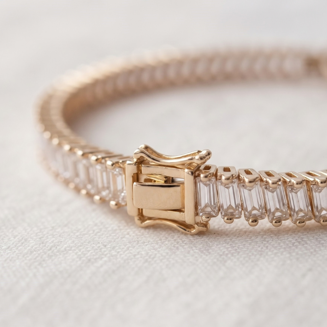 Baguette Cut Lab Grown Diamond Tennis Bracelet