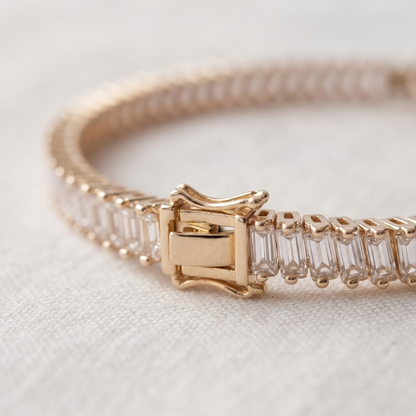 Baguette Cut Lab Grown Diamond Tennis Bracelet