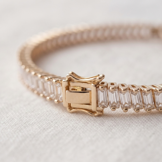 Baguette Cut Lab Grown Diamond Tennis Bracelet