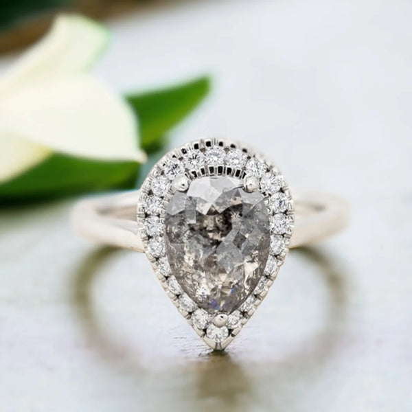 Aphrodite's Delight Diamond Ring, Pave Dreams Sparkling Pathway Salt & Pepper Natural Diamond Ring