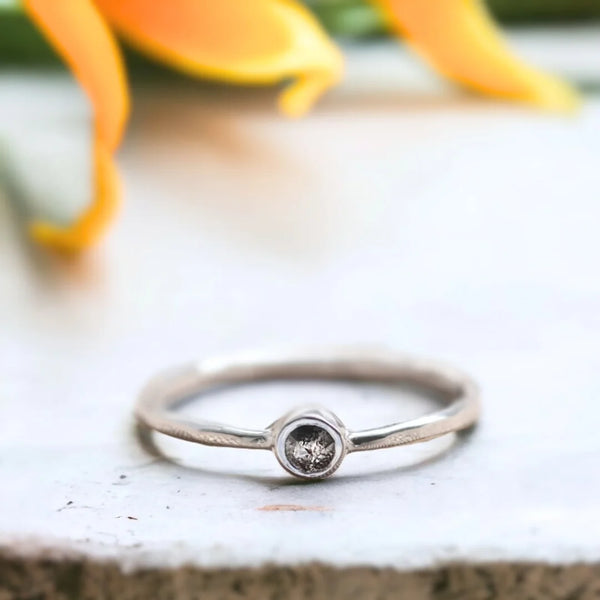 Mesmerizing Minimalism A Diamond's Quiet Brilliance Ring, Natural Salt And Pepper Diamond Ring