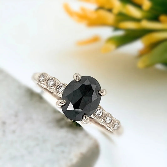 Yuletide Magic Salt and Pepper Diamond Engagement Zephyr Zirconia