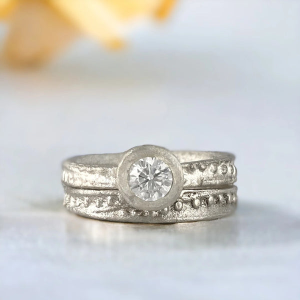 Glimmering Nostalgia Vintage Diamond Ring Set, Crafted to Perfection Handmade Vintage White Diamond Ring Set