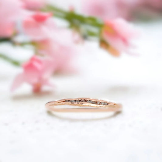 Ariko Rose Gold Textured Diamond Chip Ring – Exclusive Designer Jewelry