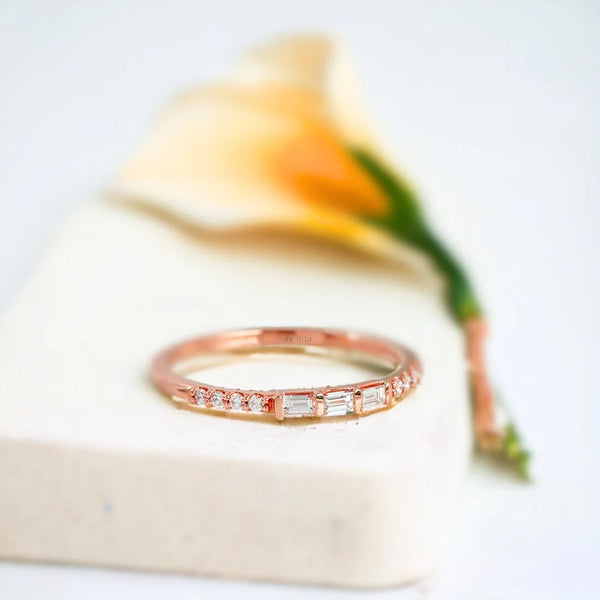 Dainty Luminescence Wedding Band, Petite Radiance Engagement Ring