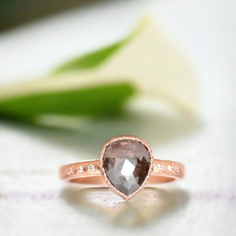 Translucent Grace Diamond Ring, Tranquility Falls Natural Salt & Pepper Diamond Ring