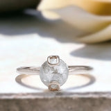 Siren's Song Ring Salt & Pepper Natural Diamond Ring, Meridian Moonstone Rustic Diamond Ring