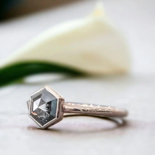 Apex Adornment Royal Flourish Salt and Pepper Diamond Ring