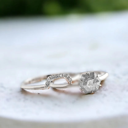 Salt and Pepper Diamond Bridal Ring Set Regal Design