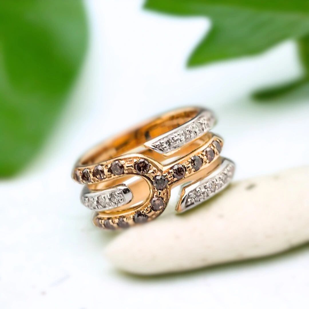 Modern Art Deco White and Brown Diamond Jewelry Design