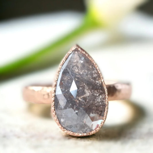 Glimpse of Glory Salt & Pepper Diamond Ring – Luxe Natural Elegance