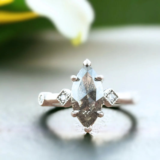 Marquise Salt & Pepper Diamond Engagement Ring – Rowley