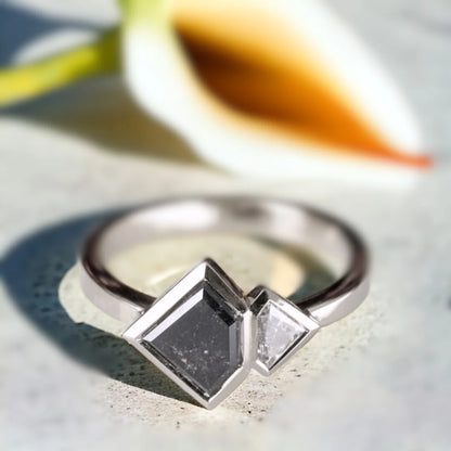 Double Shield Diamond Ring Unique Natural Gemstone Jewelry