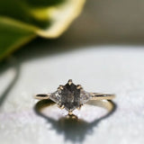 Prism Frost Natural Salt & Pepper Diamond Ring, Ethereal Elegance  Diamond Ring