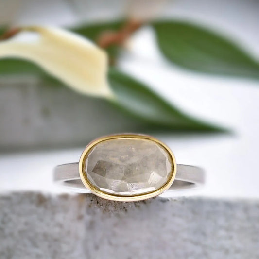 Elegant White Sapphire Ring – Handcrafted Minimalist Jewelry