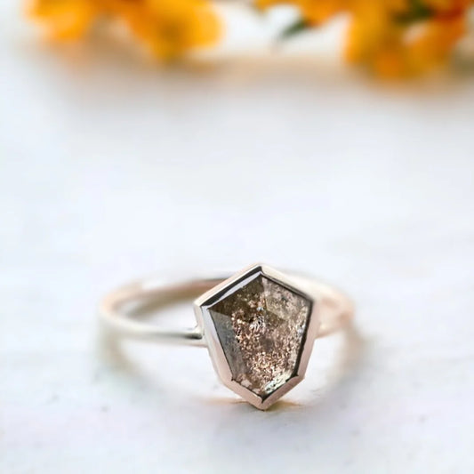 Rose Cut Hexagon Diamond Ring – Geometric Ring