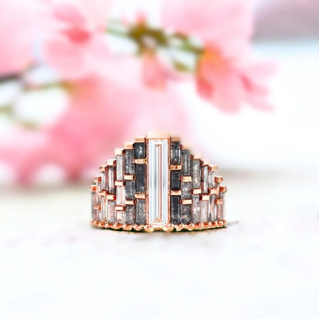 Ombre Baguette Diamond Ring OOAK Castle Design