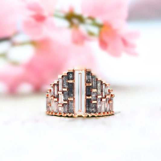 Ombre Baguette Diamond Ring – OOAK Medieval Castle Design