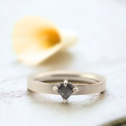 Nebula Raindrop Salt & Pepper Diamond Ring – Shielded Brilliance