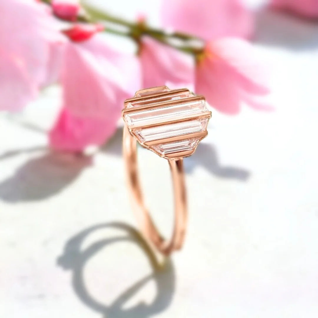 Ripple Baguette and Trapeze Diamond Engagement Ring