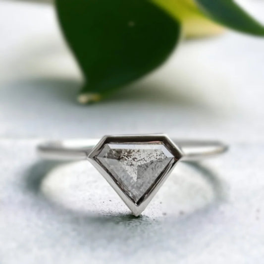 Geometric Superman Cut Diamond Statement Ring