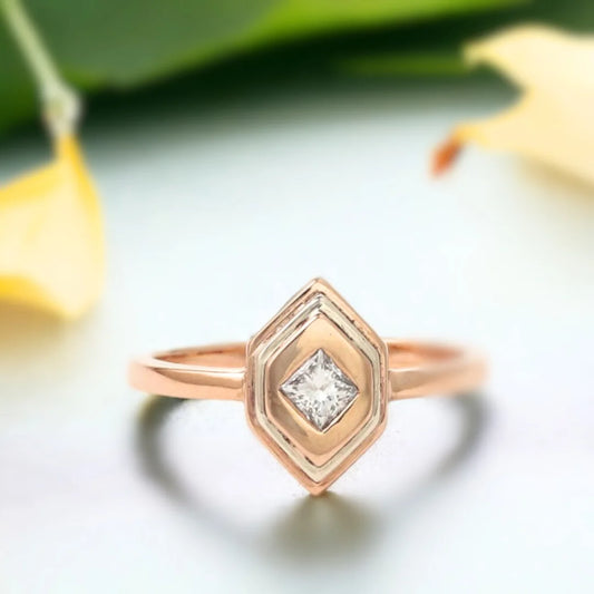 Rose Gold Geometric Diamond Ring Modern Elegant Jewelry