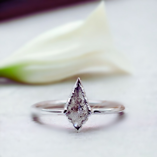 Breezy Bliss Salt & Pepper Diamond Kite Ring – Handmade Artisan Jewelry