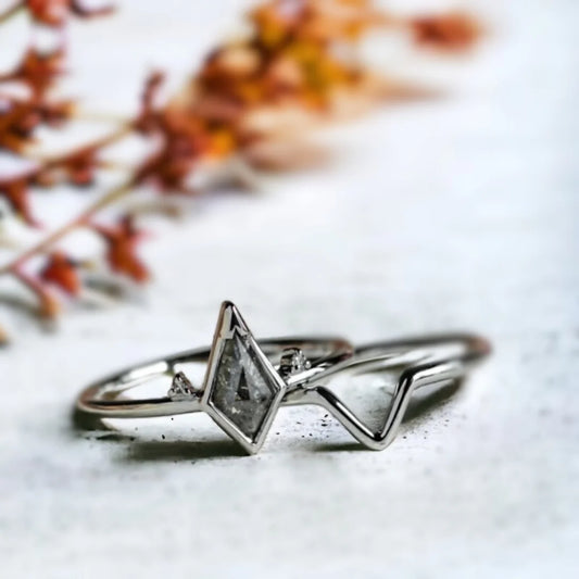 Katrin Salt and Pepper Diamond Ring with Side Stones