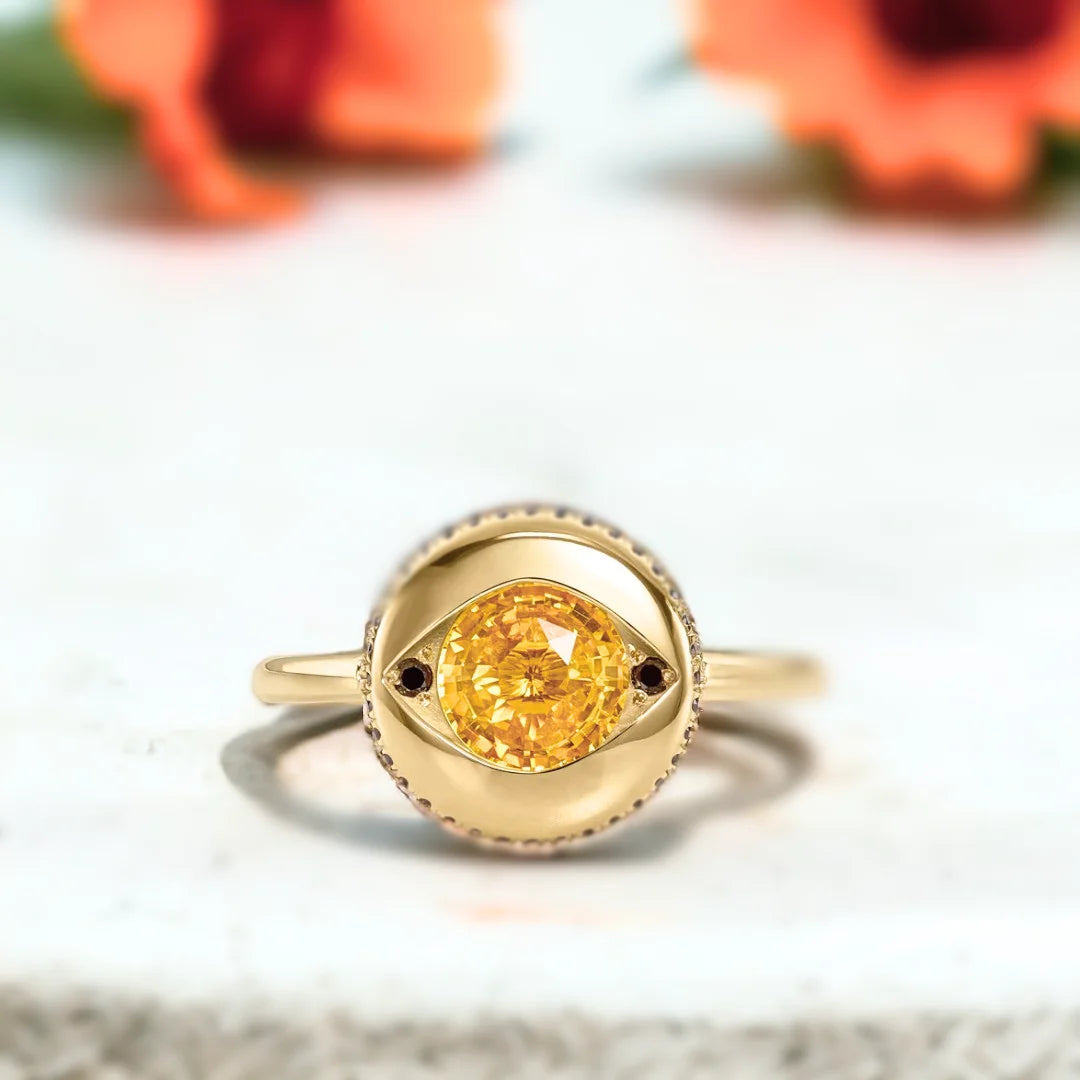 Ayin Yellow Sapphire Evil Eye Ring Artisan Design