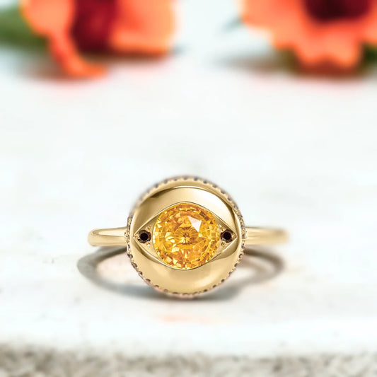 Ayin Yellow Sapphire Evil Eye Ring Artisan Design