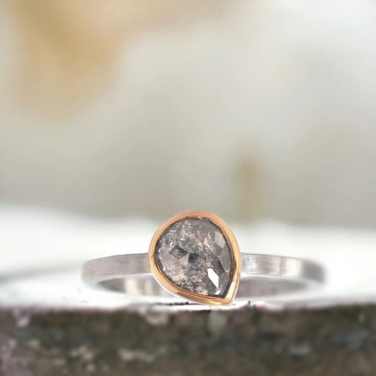 Heavenly Descent Natural Salt & Pepper Diamond Ring