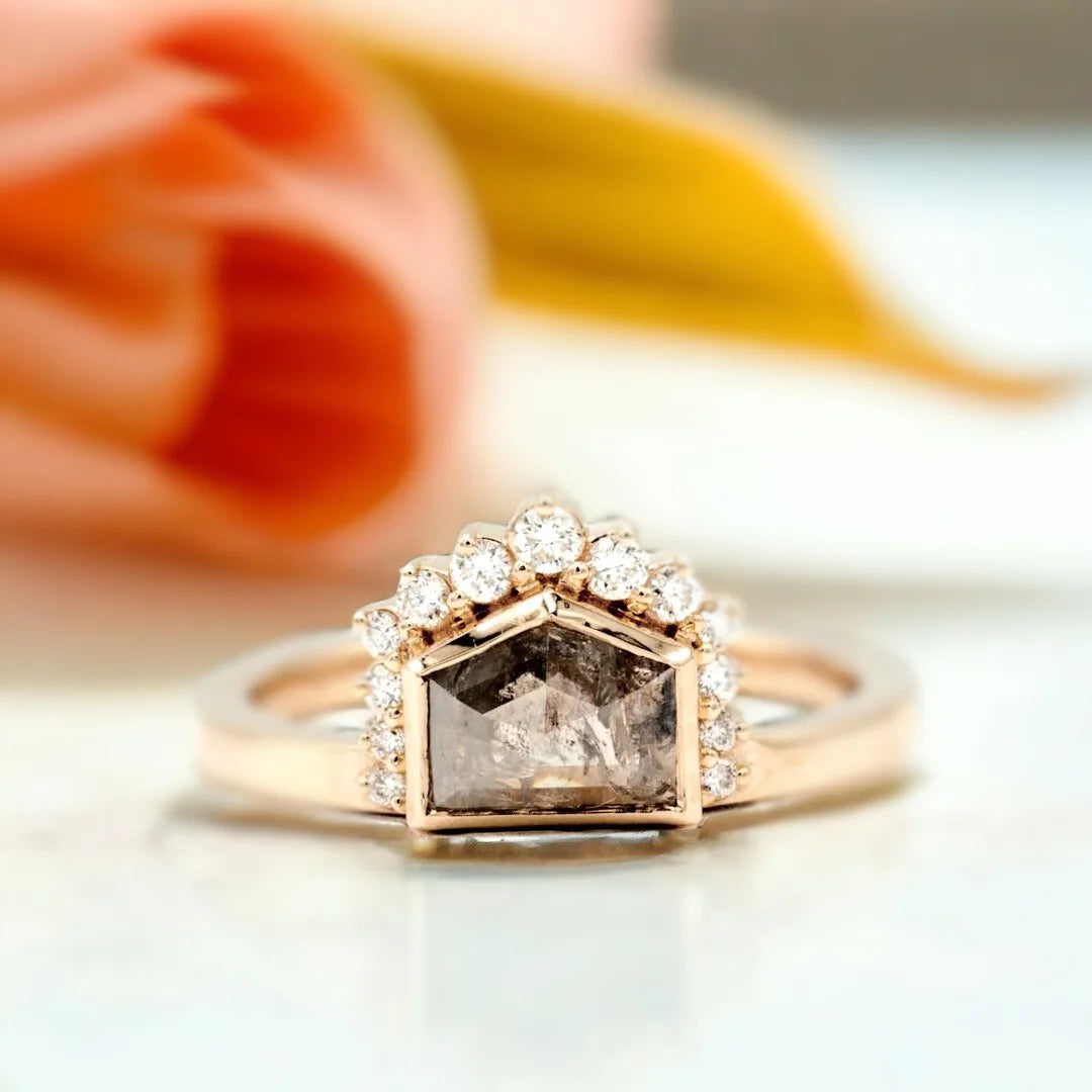 Indefectible Natural Salt and Pepper Diamond Ring Vivid Elegance