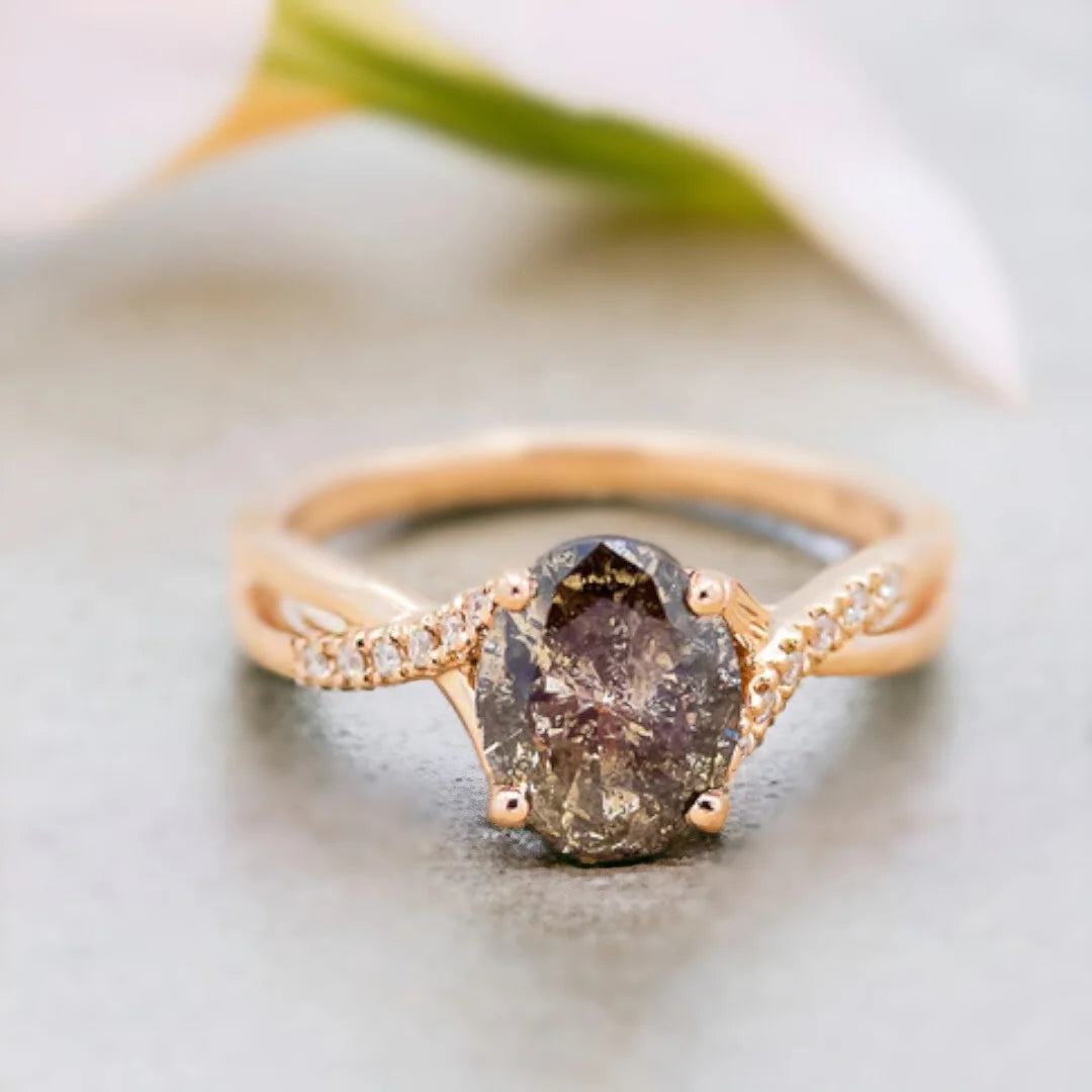 Salt and Pepper Diamond Engagement Ring Pearl of the Sky Design