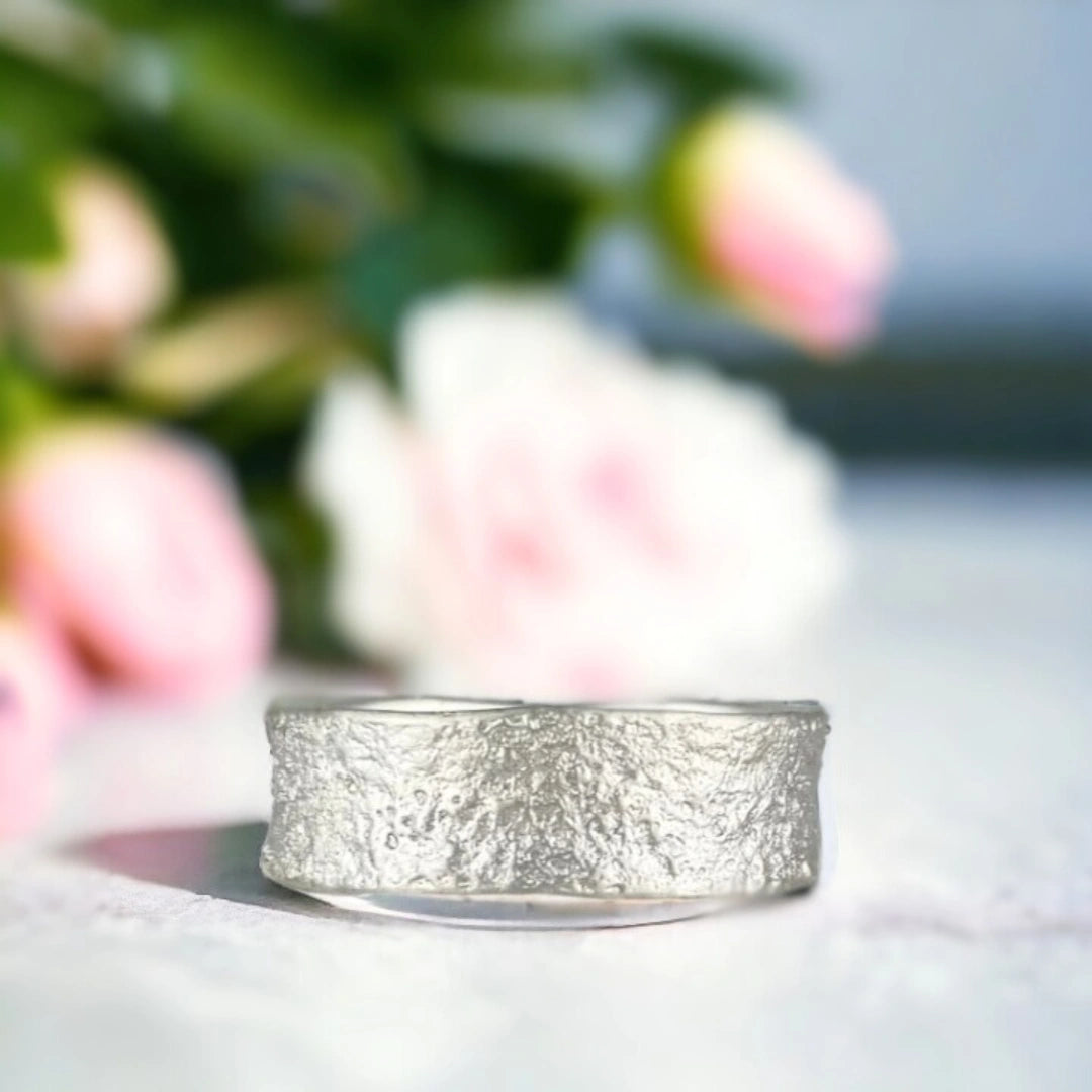 Sands of Time Wedding Band with Ocean Wave Design
