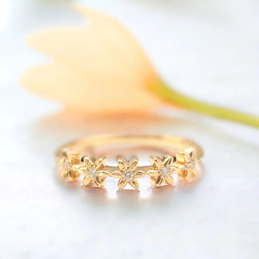 Handcrafted Diamond Flower Eternity Ring – Tailor-Made Floral Design