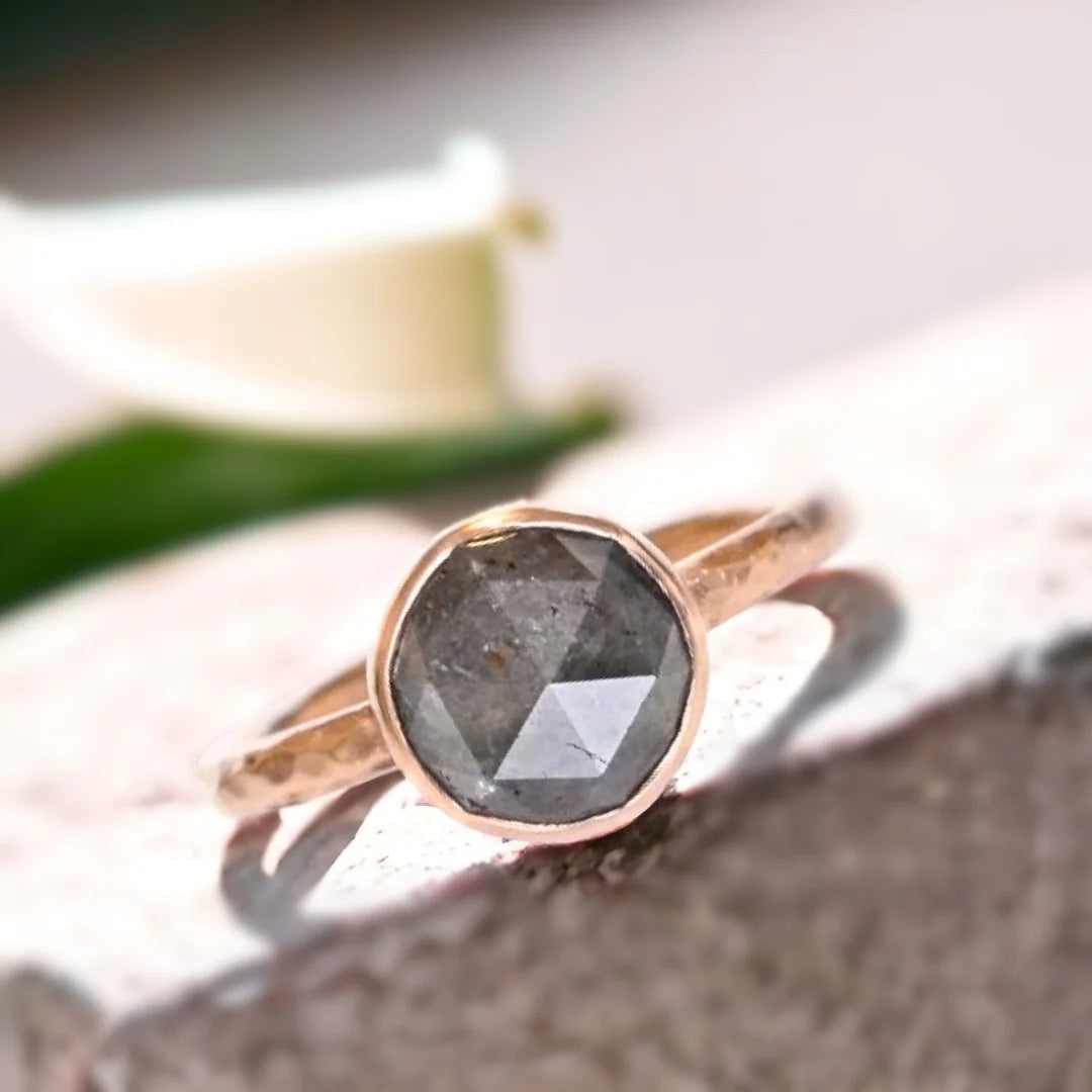 Minimalist Rose Gold Diamond Ring Women Elegant Handmade Jewelry